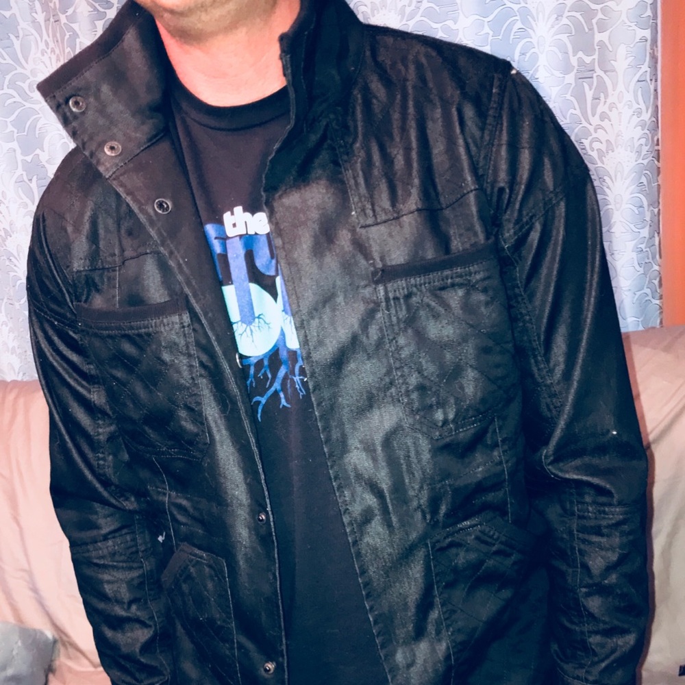 ✴️ Kane & Unke Men’s Black Casual Canvas Jacket